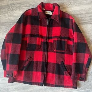 Vintage LL Bean Buffalo check/ plaid wool zippered hunting jacket size Large